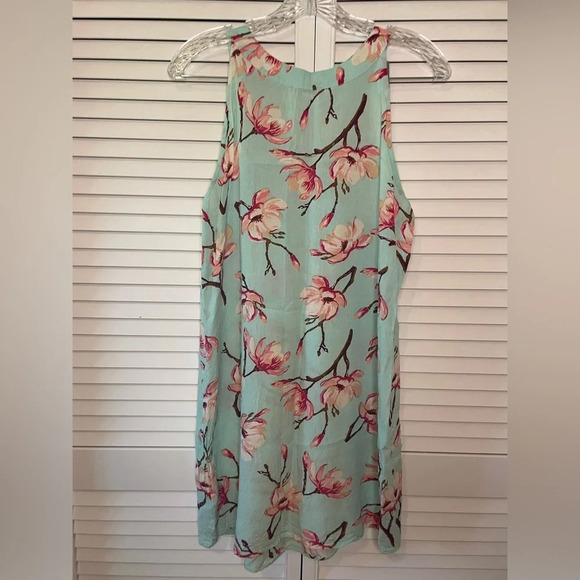 Charlie Paige Women’s Sleeveless Halter Neck Mini Dress Blue Pink Floral Medium - Picture 11 of 14